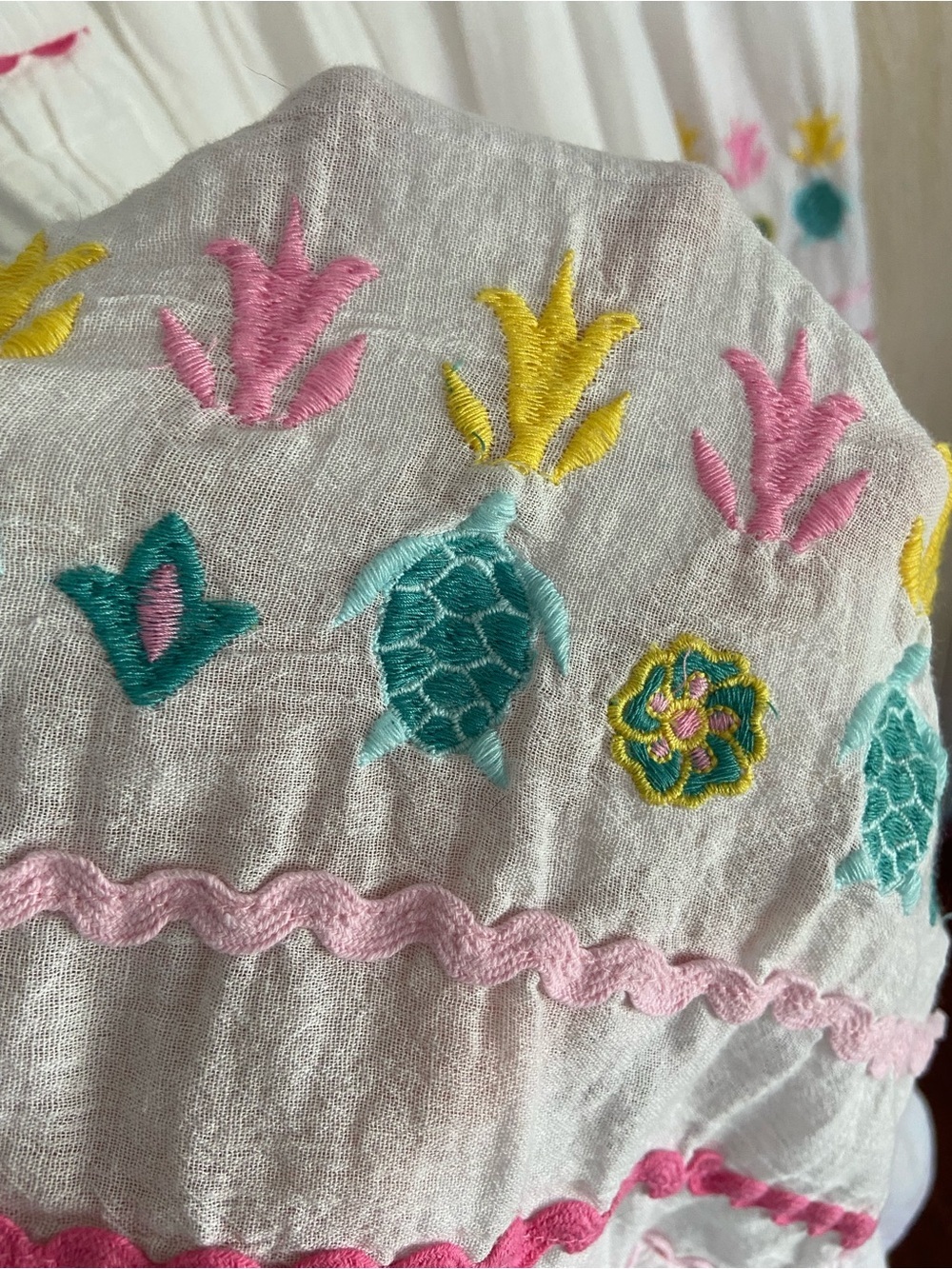 Simply Southern Pink Embroidered Maxi Dress White Pineapple SZ XL - Picture 9 of 12